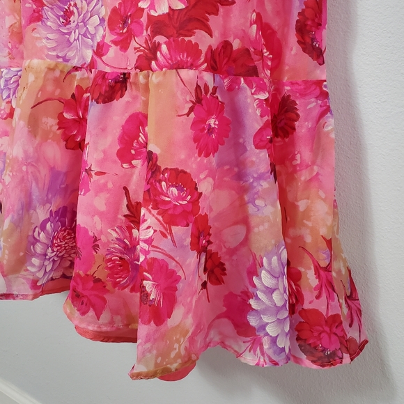 VTG 60s Hot Pink Flower Maxi Dress - US S - Picture 8 of 14